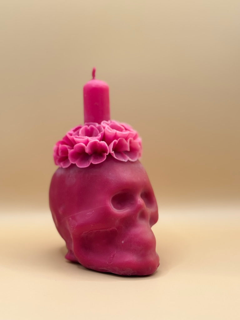 Vela Craneo Chica color Rosa