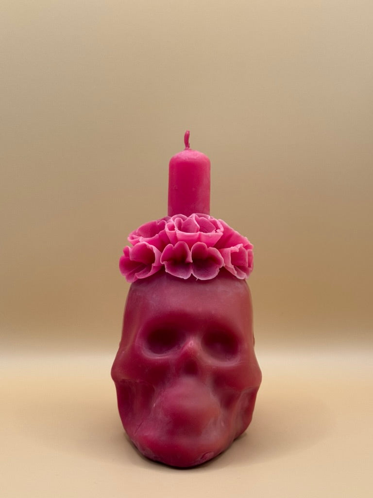 Vela Craneo Chica color Rosa