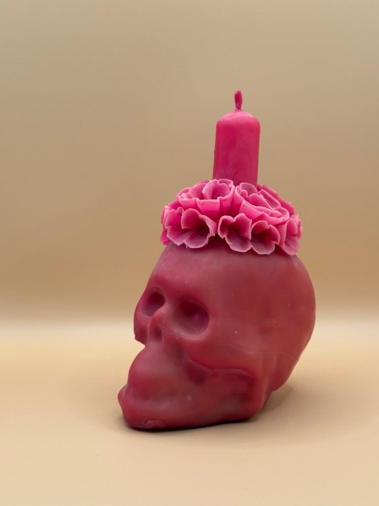 Vela Craneo Chica color Rosa